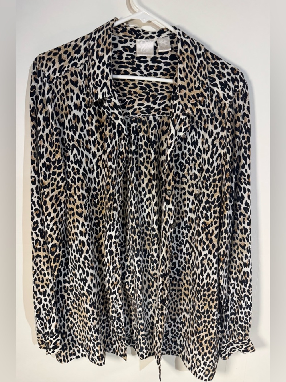 Emma James Leopard Print Button-Down Shirt silk blouse top women’s‎ 14